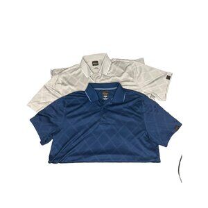 Golf Polos Sz XL(set Of 2) Greg Norman Play Dry Polyester Blue And Gray Argyle